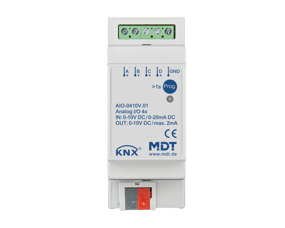 KNX Analog I/O 4-channel, 2 SU MDRC, 0 - 10 V, switchable In-/Output KNX Analog I/O 4-channel, 2 SU MDRC, 0 - 10 V, switchable In-/Output